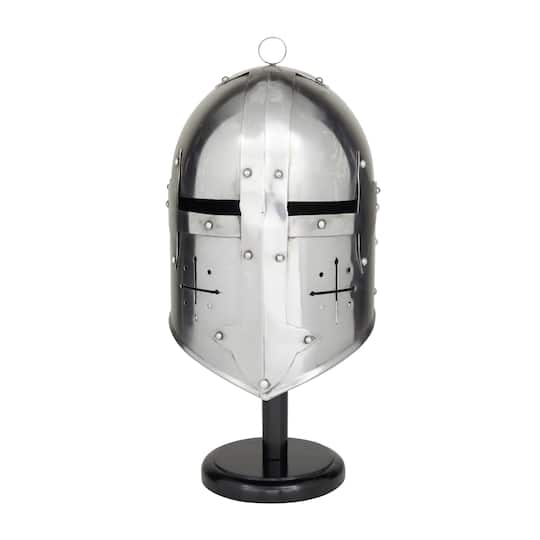 Silver Iron Vintage Helmet, 18" x 9" x 10"
